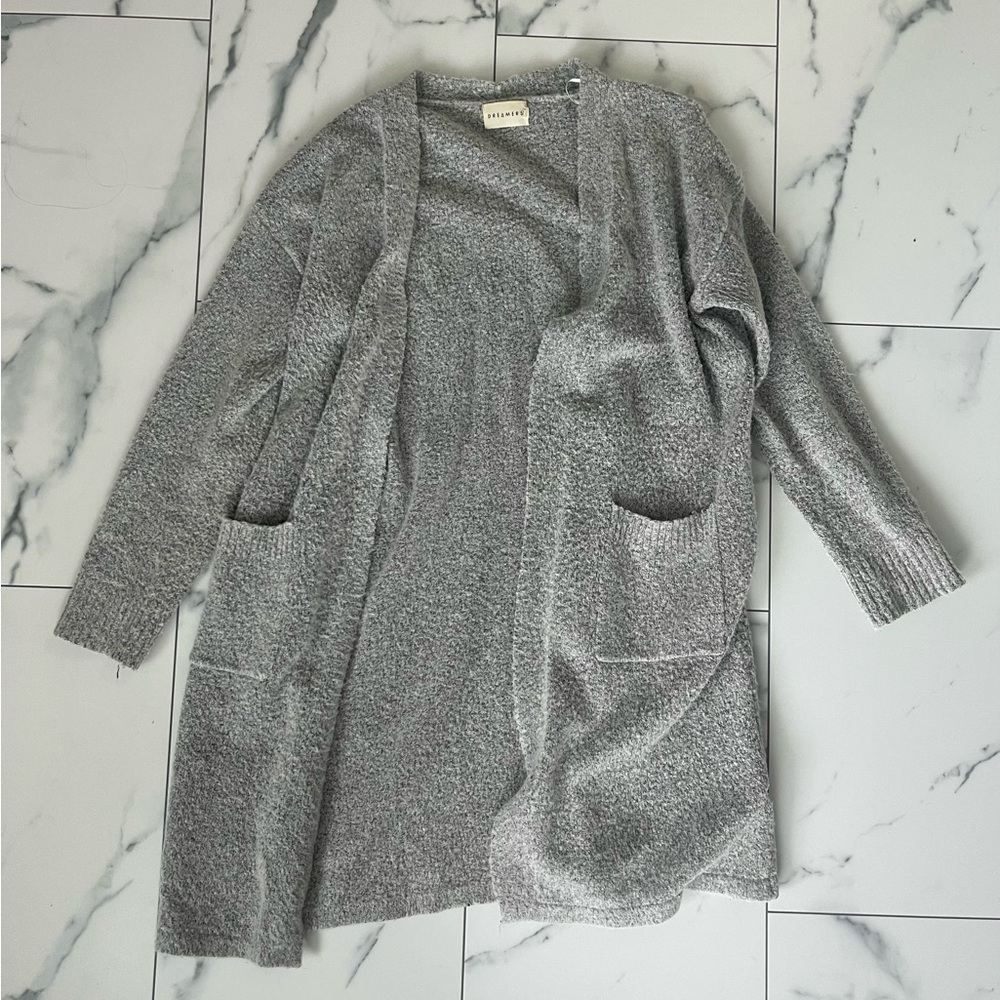 Gray Open-Front SUPER SOFT Cardigan Sweater with Pockets